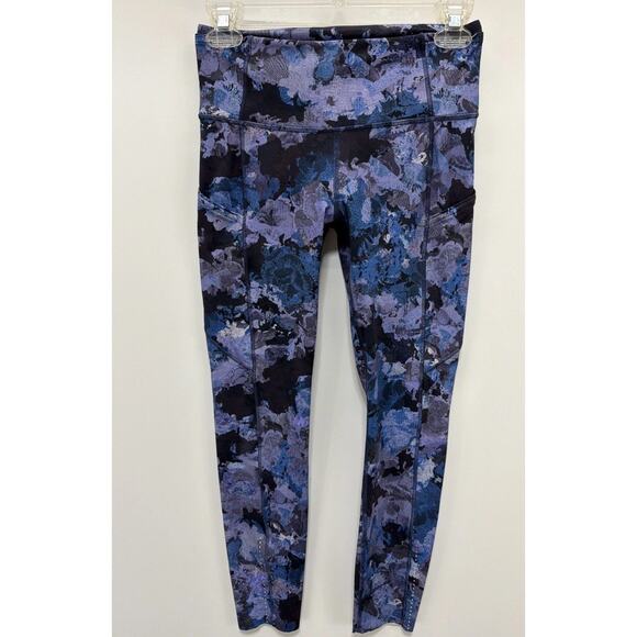 Lululemon Fast Free 7/8 Tight II *Nulux 25" Screen Camo Multi Blue EUC - Picture 1 of 6